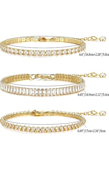 браслеты золотые женские: Женский теннисный браслетный набор из 3х штук, известного китайского