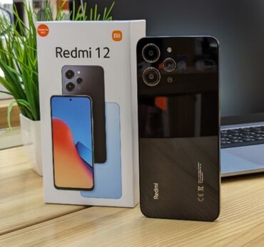 телефон ьу: Xiaomi, Redmi 12, Б/у, 128 ГБ, цвет - Голубой, 2 SIM