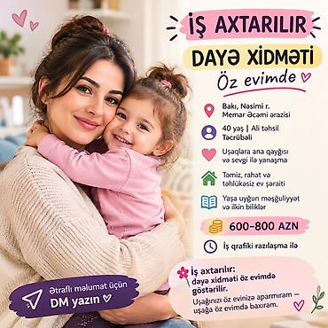детский сад: Daya xidməti – öz evimdə Məkan: Bakı, Nəsimi rayonu, Memar Əcəmi — 1