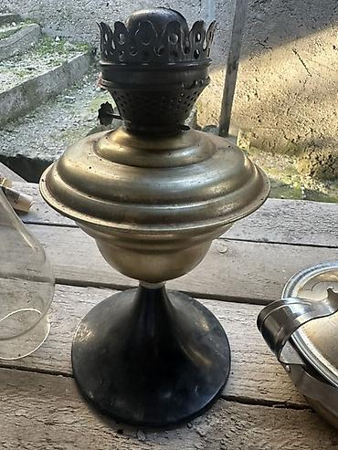 halqa: Antik kerosin lampası – metal gövdəli, şüşə çanaqlı model Qedimi — 1