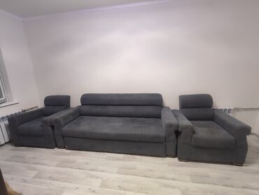 столешницу мойка: Комплект мягкой мебели: диван + два кресла. - Цвет: темно‑серый