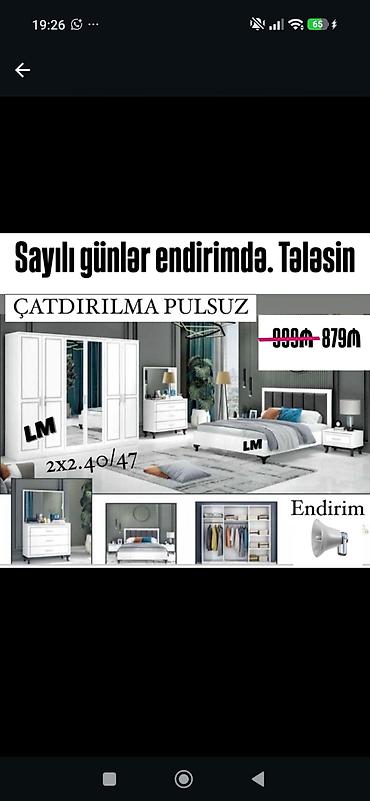 Yataq otağı dəsti – ağ rəngli, modern dizayn Komplektə daxildir: - 4
