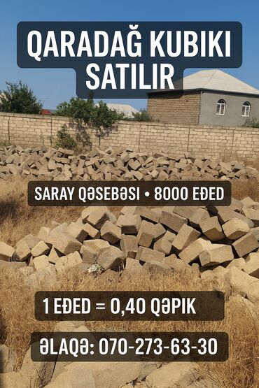 xacmazda torpaq satilir: 🧱 Qaradağ Kubiki Satılır 📍 Saray qəsəbəsi – 8000 ədəd 💰 1 ədəd = 0.40