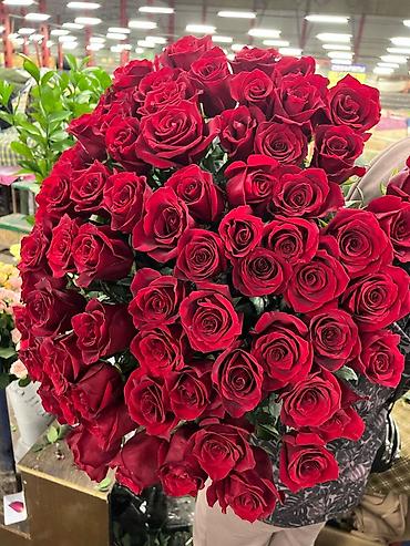 Букеты из живых цветов: Авторские букеты из свежих цветов - Розы премиум-класса (крупный — 28