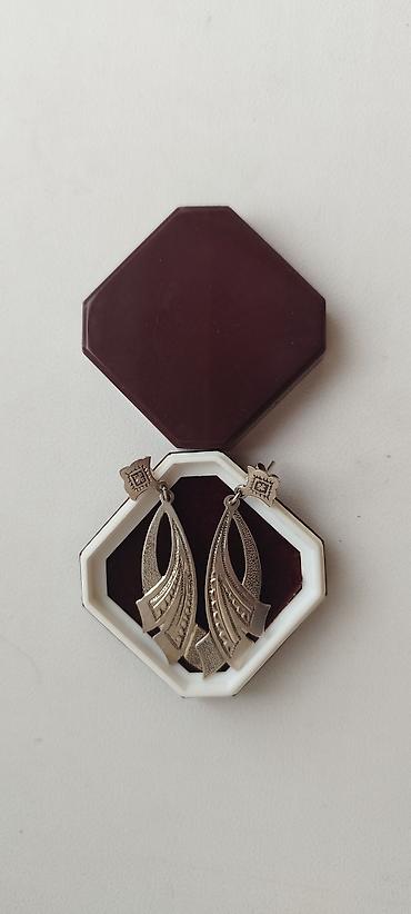 с вырезом: Серебряные серьги СССР 875 пробы крупные в родном советском футляре — 5