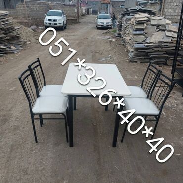 Masa və oturacaq dəstləri: Qonaq otağı üçün, Yeni, Açılan, Dördbucaq masa, 4 stul — 2