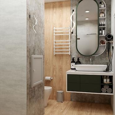 hamam ucun aksessuarlar: Müasir hamam mebeli – asma (divardan quraşdırılan) lavabo dolabları və — 7