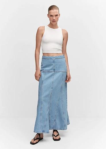 uzun etek: MANGO Xs (xxs) YENI Denim uzun ətək - Model: A-kəsimli, maxi — 1