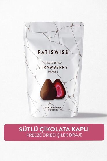 Şokolad və konfetlər: 🍓 Süd Şokoladında Qurudulmuş Çiyələk Draje – 80 qram 🍫 🥇 Premium