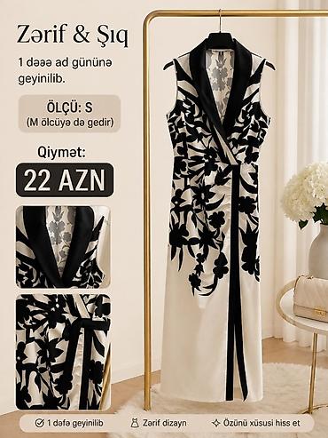 Zərif və şıq dizaynlı qadın donu. Ağ fon üzərində qara floral lalafo.az -da Zərif və şıq dizaynlı qadın donu. Ağ fon üzərində qara floral