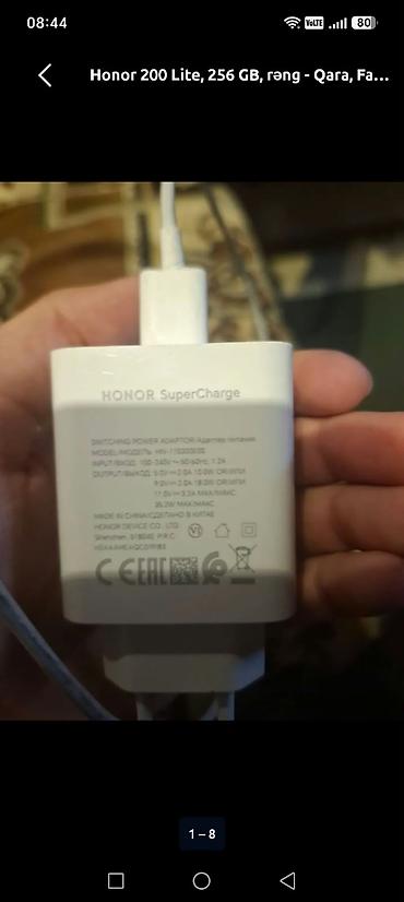 klarnet mikrofonu: Honor 200 Lite, 256 GB, rəng - Qara, Barmaq izi — 4