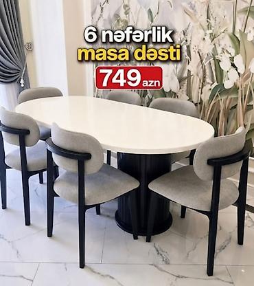 Qonaq otağı üçün, Yeni, Açılmayan, Oval masa, 6 stul