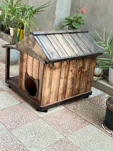 pişik damı: Taxta pişik evi və açıq istirahət meydançası - Material: təbii ağac — 3