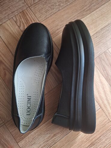 кожаный туфли: Туфли 38, цвет - Черный