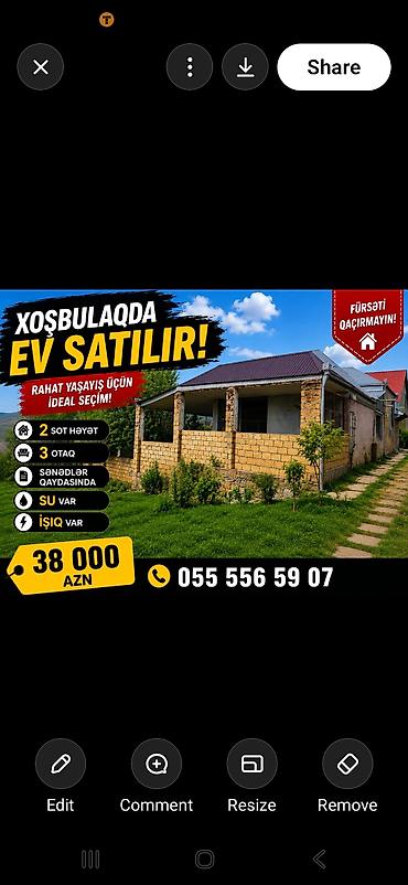baki masalli: Xoşbulaqda ev satılır! - Həyətyanı sahə: 2 sot - Otaq sayı: 3 - — 1