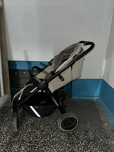 seebaby коляска: Прогулочная коляска LUXMOM, бежевый текстиль, чёрная рама — 3