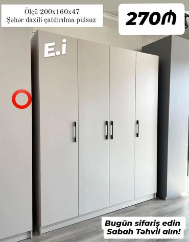 Çarpayılar: Yeni, Açılan, 4 qapılı Qarderob, paltar dolabı