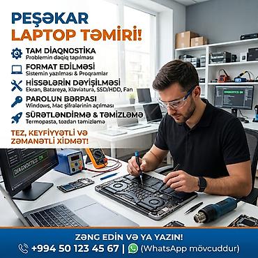 ремонт ноутбуков замена экрана цена: Noutbukunuzla bağlı problem var? Bizə müraciət edin! istənilən — 1