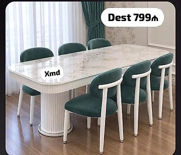 Mətbəx/qonaq otağı üçün zərif yemək dəsti. - Dəst: düzbucaqlı masa +
