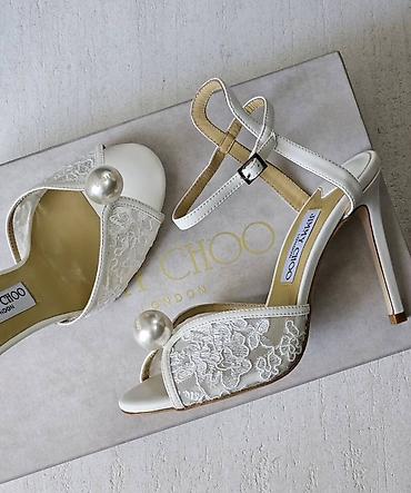 свадебные туфельки: Босоножки, 38.5, 39, Jimmy Choo, Новый, цвет - Белый — 3