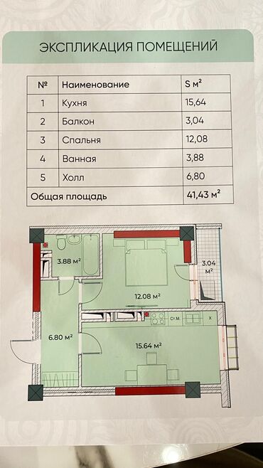 бишкек чек: 1 бөлмө, 42 кв. м, 9 кабат, ПСО (өзү оңдоп түзөтүп бүтүү үчүн)