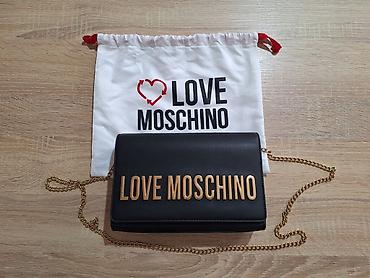 Torbe: Love Moschino crna original torbica s lančićem Prelepa crna elegantna — 8