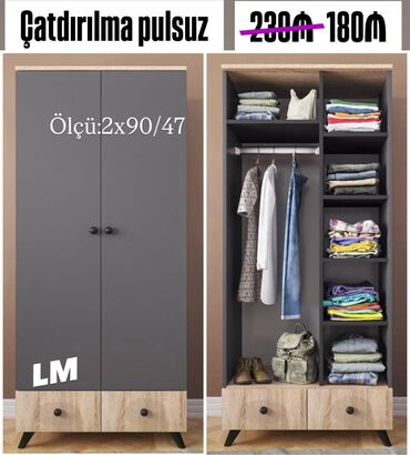 Çarpayılar: Açılan, 2 qapılı Düz dolab, Şifonyer