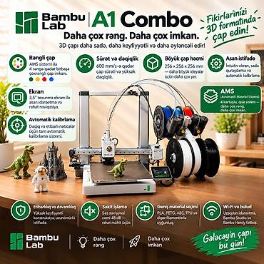 termal printer: Bambu Lab A1 Combo — sürətli, dəqiq və rahat 3D çap üçün müasir — 1