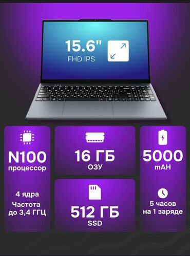 ноутбук большой экран: Ноутбук, 16 ГБ ОЗУ, 15.6 ", Для несложных задач, память NVMe SSD