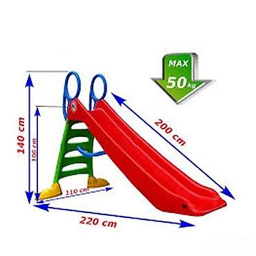 Sve za dečije igralište: Dečiji tobogan za dvorište - Dimenzije: ukupna dužina 220 cm; dužina — 1