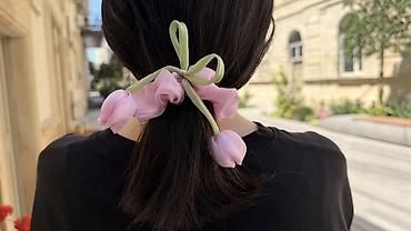 sac rezini: Tulpan formalı saç aksesuarı – elastik rezin scrunchie - Dizayn — 4