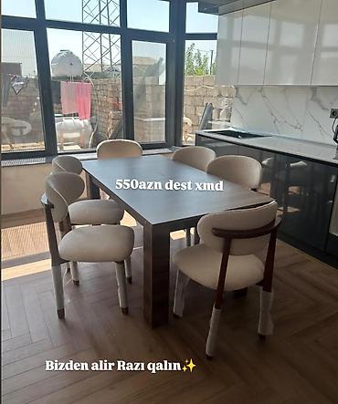 Mətbəx/qonaq otağı üçün yemək dəsti - Dəst: Dikdörtqan masa + 6 ədəd