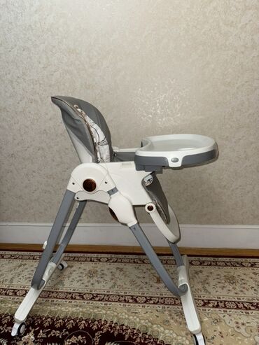 Yemək masaları, oturacaqları: Kidilo uşaq yemək stulu - Rəng: boz-ağ, naxışlı yumşaq içlik yastığı — 9