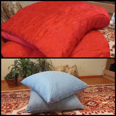 ватные одеяло: Перьевые подушки 60- 60 б/у состояние отличное по 300 сом,одеяло