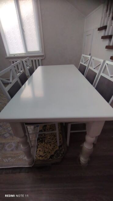 продаю стол со стульями: Стол, цвет - Белый