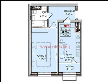 жилмасив умут: 1 комната, 44 м², Кызыл Аскер Элитка, 13 этаж, ПСО (под самоотделку) — 1