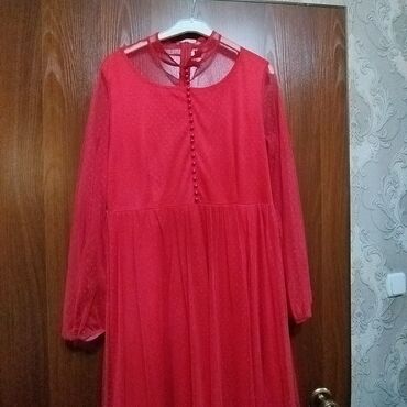 красные: Повседневное платье, Made in KG, Лето, XL (EU 42), 2XL (EU 44)