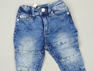 jeansy z łatami: Spodnie jeansowe, 6-9 m, stan - Bardzo dobry