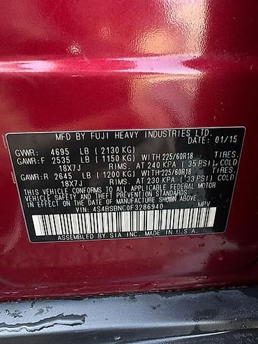 Subaru: Subaru Outback: 2015 г., 2.5 л, Вариатор, Бензин, Универсал — 17