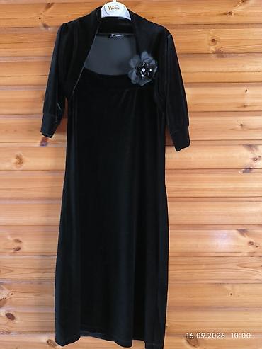 Костюмы: Qadın məxmər paltar + bolero dəsti - Rəng: qara - Parça: yumşaq — 1