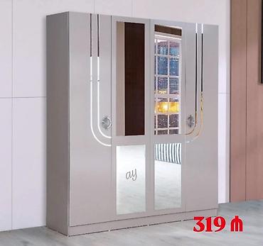 islenmis skaf: Yeni, 4 qapılı, Güzgülü, Boz, Açılan, Düz dolab — 1