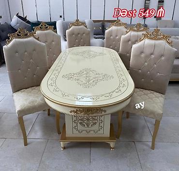 çen: Qonaq otağı üçün, Yeni, Açılan, Dördbucaq masa, 6 stul — 1