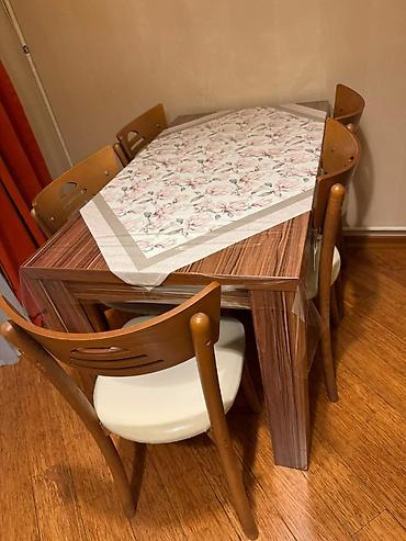 Столы и стулья: Masa 4 stulla, açılmır. 165₼. Ünvan Nərimanov (59090) M — 1