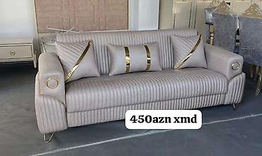 islemis divan: Modern dizaynlı 3 nəfərlik divan - Rəng: açıq bej - Material: yumşaq — 1