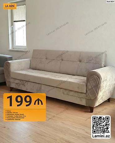 Divan – rahat və funksional model - Ölçü: 210 sm - Mexanizm: açılan
