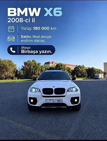 BMW: BMW X6 - Buraxılış ili: 2008 - Yürüş: 180 000 km - Satılır. Real — 1