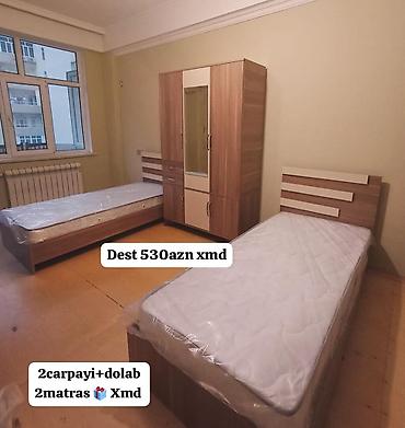 sisme yataq: Yataq otağı dəsti Tərkibi: - 2 ədəd tək nəfərlik çarpayı - 2 ədəd — 1