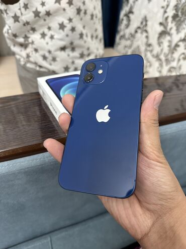 телефон 2000с: IPhone 12, 128 ГБ, Синий, Чехол, Коробка, 83 %