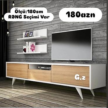 TV altlığı: TV stendi və divar rəfləri dəsti - Ölçü: 180 sm (TV stendinin — 1