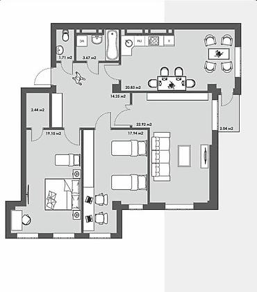 жк discovery: 3 комнаты, 105 м², Асанбай мкр Элитка, 3 этаж, ПСО (под самоотделку) — 1